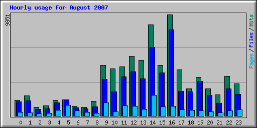 Hourly usage for August 2007